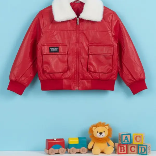 جاكيت أطفال، جاكيت فرو، جاكيت شتوي بناتي، جاكيت وردي، جاكيت أحمر، معطف أطفال، ملابس شتوية للأطفال، جاكيت دافئ