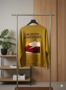 سويت شيرت أطفال قطن أصفر خردلي مطبوع من الخلف، تصميم دافئ وعصري للأولاد والبنات 1 WhatsApp Image 2025 11 05 at 11.17.00 AM