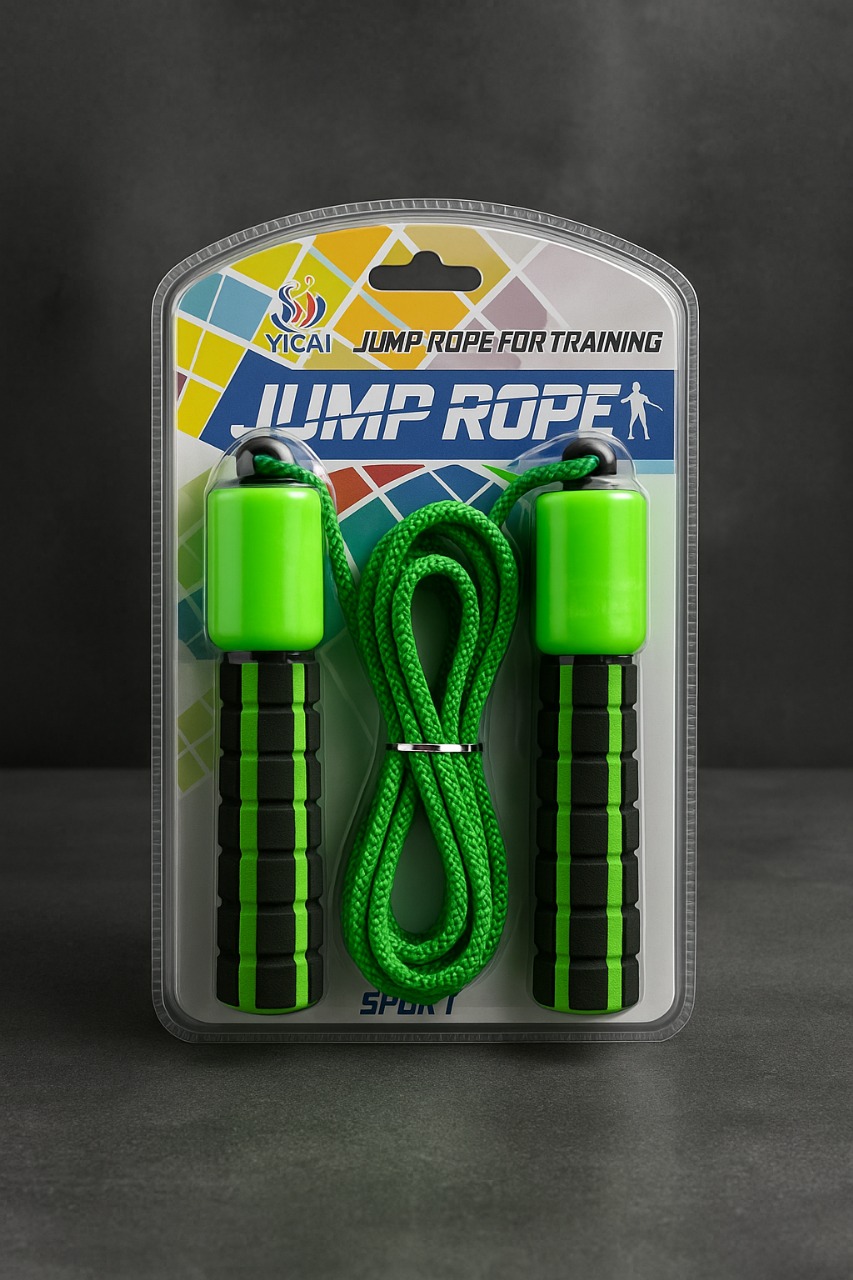 حبل نط رياضي للأطفال بلون أخضر وأسود بمقابض مريحة وآمنة، مناسب للاستخدام في الداخل والخارج حبل نط رياضي للأطفال بلون أخضر وأسود بمقابض مريحة وآمنة، مناسب للاستخدام في الداخل والخارج