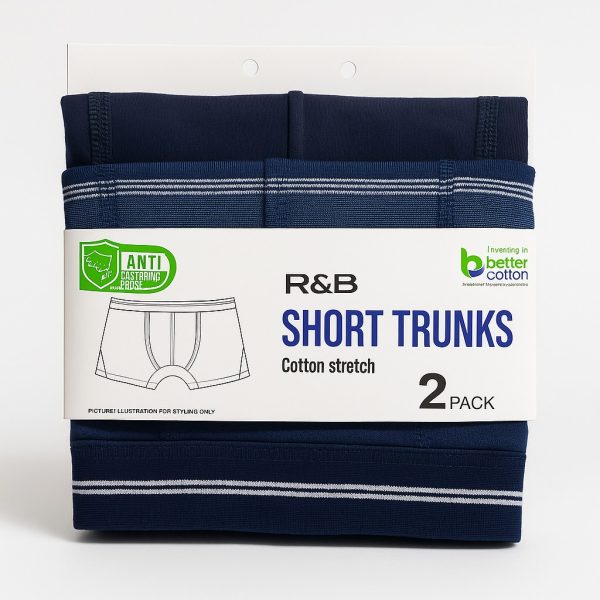 بوكسر رجالي قطن ستريتش من R&B، عبوة 2 قطعة بتصاميم متعددة ومريحة