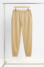 بنطلون نسائي جلد صناعي لامع بخصر مطاط ماركة R&B، تصميم رياضي أنيق لإطلالة عصرية