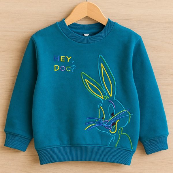 سويتشيرت أطفال، بلوفر أطفال، رسمة أرنب، قطن ناعم، ملابس أولاد، ملابس بنات، ملابس يومية، طقم أطفال كاجوال، ملابس شتوية للأطفال، تصميم مرح