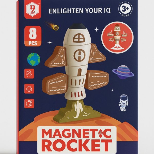 لعبة صاروخ مغناطيسي تعليمي للأطفال، لتنمية الذكاء وتطوير المهارات بطريقة ممتعة