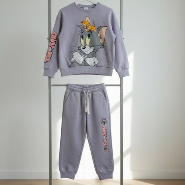 طقم أطفال توم وجيري عصري، سويتشيرت وبنطال رياضي مريح ومرح للاستخدام اليومي
