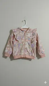 جاكيت أطفال وردي مزخرف بأزهار مع كابوشون وفرادة ناعمة، ملابس خريف وشتاء عصرية ومريحة 1 WhatsApp Image 2025 11 21 at 5.06.04 PM 3