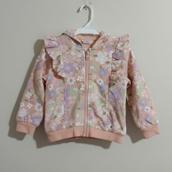 جاكيت أطفال وردي مزخرف بأزهار مع كابوشون وفرادة ناعمة، ملابس خريف وشتاء عصرية ومريحة