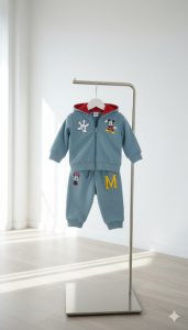 طقم أطفال ديزني أزرق عصري، جاكيت بغطاء رأس وشورت عملي للأنشطة اليومية واللعب 1 WhatsApp Image 2025 11 21 at 5.06.05 PM