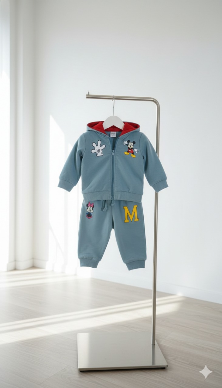 طقم أطفال ديزني أزرق عصري، جاكيت بغطاء رأس وشورت عملي للأنشطة اليومية واللعب طقم أطفال ديزني أزرق عصري، جاكيت بغطاء رأس وشورت عملي للأنشطة اليومية واللعب