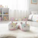 لكلوك أطفال فرو شتوي بشكل يونيكورن، تصميم دافئ وأنيق بألوان باستيل، مناسب للاستخدام اليومي في الأجواء الباردة - الصورة 2