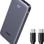 UGREEN Power Bank 10000mAh 30W — 3 Ports (2×USB‑C + USB‑A)، Fast Charging + Digital Display، مع كابل، مناسب لـ iPhone 17/16 وGalaxy S25/S24 وiPad وAirPods.