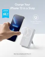 Anker 633 Magnetic Power Bank 10000mAh — Foldable Magnetic Wireless Charger، مناسب لـ iPhone 17 (17/17 Air/17 Pro/17 Pro Max) وiPhone 16/15/14 Series، اللون White.