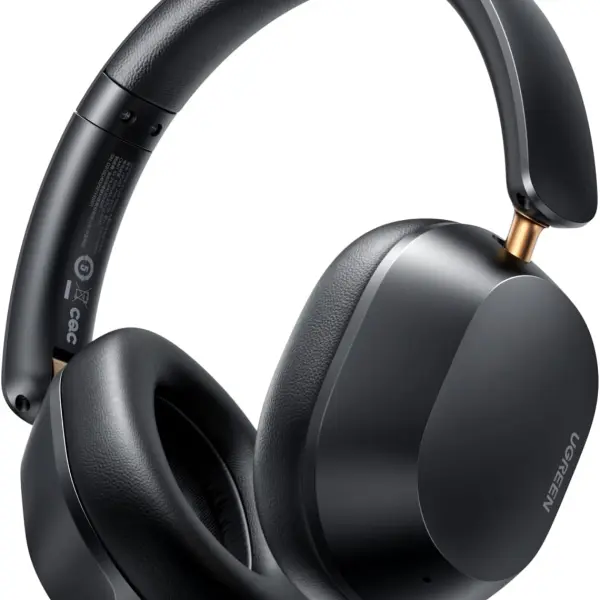 سماعة UGREEN HiTune Max5C أوفر-إير لاسلكية بعزل ضوضاء متكيف ANC حتى 38dB، وصوت Hi‑Res مع دعم LDAC وCustom EQ عبر تطبيق UGREEN.