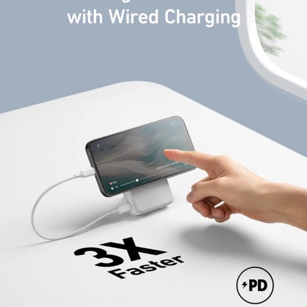 Anker 633 Magnetic Power Bank 10000mAh — Foldable Magnetic Wireless Charger، مناسب لـ iPhone 17 (17/17 Air/17 Pro/17 Pro Max) وiPhone 16/15/14 Series، اللون White.