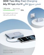باور بانك UGREEN MagFlow Qi2 سعة 10000mAh، شحن مغناطيسي MagSafe بقدرة 25W، مع كابل USB‑C مدمج 30W، مناسب لـ iPhone 17 ومتوافق مع iPhone وAirPods وبعض أجهزة Xiaomi وSamsung (سلسلة 2025).