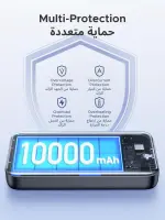 باور بانك UGREEN MagSafe سعة 10000mAh، شحن لاسلكي + شحن سلكي سريع PD 20W، مناسب لـ iPhone 12–17 (MagSafe) وكمان Samsung S25U، لون أسود.