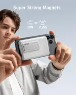 Anker 633 Magnetic Power Bank 10000mAh — Foldable Magnetic Wireless Charger، مناسب لـ iPhone 17 (17/17 Air/17 Pro/17 Pro Max) وiPhone 16/15/14 Series، اللون White.
