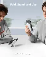 Anker 633 Magnetic Power Bank 10000mAh — Foldable Magnetic Wireless Charger، مناسب لـ iPhone 17 (17/17 Air/17 Pro/17 Pro Max) وiPhone 16/15/14 Series، اللون White.