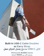 باور بانك UGREEN MagFlow Qi2 سعة 10000mAh، شحن مغناطيسي MagSafe بقدرة 25W، مع كابل USB‑C مدمج 30W، مناسب لـ iPhone 17 ومتوافق مع iPhone وAirPods وبعض أجهزة Xiaomi وSamsung (سلسلة 2025).