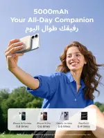 باور بانك UGREEN MagSafe سعة 5000mAh — Ultra‑Mini شاحن لاسلكي مغناطيسي، يدعم شحن سلكي PD 15W عبر كابل USB‑C، وشحن لاسلكي مغناطيسي 7.5W، مناسب لآيفون iPhone 17/16/15 وغيرها، اللون White.