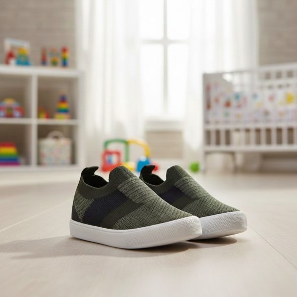 حذاء أطفال سليب أون محبوك، خفيف ومريح بنعل مطاطي مانع للانزلاق