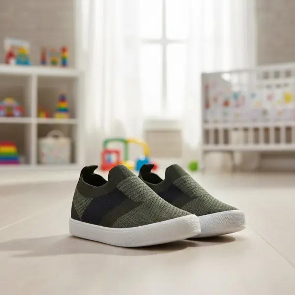 حذاء أطفال سليب أون محبوك، خفيف ومريح بنعل مطاطي مانع للانزلاق