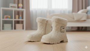 بوت أطفال بناتي شتوي مبطن فرو، دافئ بنقشة مربعات ونعل مانع للانزلاق 3 WhatsApp Image 2025 12 16 at 5.20.31 PM