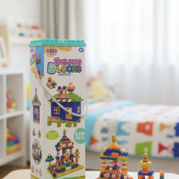 مجموعة مكعبات بناء للأطفال 120 قطعة، لعبة تعليمية لتنمية الإبداع والمهارات