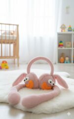 سماعة رأس للتدفئة سماعة تدفئة للأطفال سماعة رأس أرنب سماعة مريحة وملونة سماعة للأطفال والمراهقين أذن أرنب مرنة إكسسوار دافئ سماعة فريدة للأطفال سماعة رأس مرنة