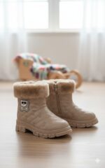 بوت أطفال بناتي بوت أطفال بوت بناتي بوت شتوي فرو ناعم نعل مطاطي مانع للانزلاق حذاء أطفال دافئ بوت خروج للأطفال