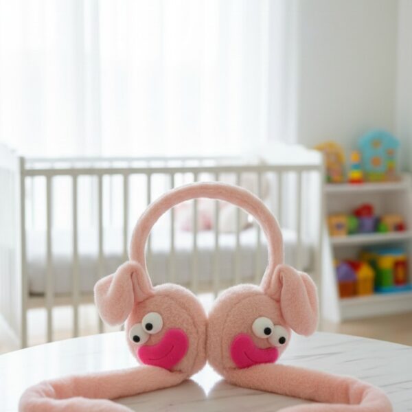 سماعة رأس للتدفئة للأطفال والمراهقين، تصميم أرنب ملون مع أذن مرنة للراحة والدفء