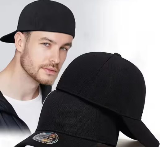 قبعة بيسبول كلاسيكية سوداء بتصميم مغلق بالكامل
