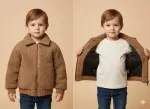 جاكيت (Shacket) ولادي كاروهات صوف مبطن بفرو ناعم - بني