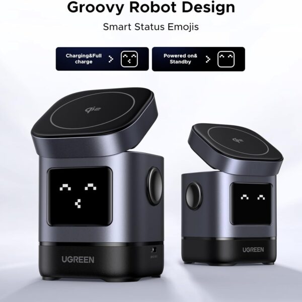 UGREEN Uno شاحن لاسلكي مغناطيسي 15W Qi2 – محطة شحن 2×1 قابلة للطي لـ iPhone وAirPods