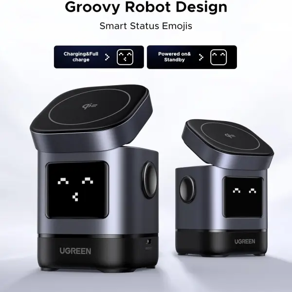 UGREEN Uno شاحن لاسلكي مغناطيسي 15W Qi2 – محطة شحن 2×1 قابلة للطي لـ iPhone وAirPods