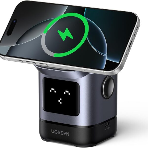 UGREEN Uno شاحن لاسلكي مغناطيسي 15W Qi2 – محطة شحن 2×1 قابلة للطي لـ iPhone وAirPods