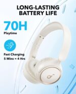 Soundcore by Anker H30i Wireless On‑Ear Headphones سماعة لاسلكية – Pure Bass، Bluetooth 5.3، بطارية 70H، Multipoint، قابلة للطي + App