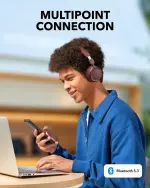 Soundcore by Anker H30i Wireless On‑Ear Headphones سماعة لاسلكية – Pure Bass، Bluetooth 5.3، بطارية 70H، Multipoint، قابلة للطي + App
