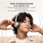 سماعة UGREEN Studio Plus Over‑Ear Wireless – عزل ضوضاء متكيف ANC، مكالمات AI واضحة، Bluetooth 6.0، خفيفة ومريحة