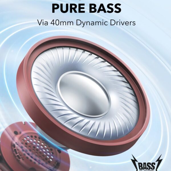 Soundcore by Anker H30i Wireless On‑Ear Headphones سماعة لاسلكية – Pure Bass، Bluetooth 5.3، بطارية 70H، Multipoint، قابلة للطي + App