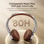 سماعة UGREEN Studio Plus Over‑Ear Wireless – عزل ضوضاء متكيف ANC، مكالمات AI واضحة، Bluetooth 6.0، خفيفة ومريحة