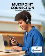 Soundcore by Anker H30i Wireless On‑Ear Headphones سماعة لاسلكية – Pure Bass، Bluetooth 5.3، بطارية 70H، Multipoint، قابلة للطي + App