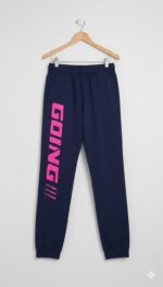 بنطلون رياضي نسائي كحلي جوجر قطن بطباعة GOING لإطلالة مريحة وعصرية