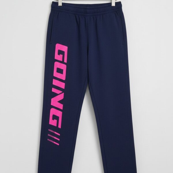 بنطلون رياضي نسائي كحلي جوجر قطن بطباعة GOING لإطلالة مريحة وعصرية