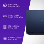 Alienware 16 Aurora Laptop AC16250 - شاشة 16 بوصة 16:10 WQXGA، معالج Intel Core 7-240H من السلسلة 2، ذاكرة RAM DDR5 16GB، SSD 1 تيرا، بطاقة رسومات NVIDIA GeForce RTX 5060 بسعة 8GB GDDR7، ويندوز 11 هوم
