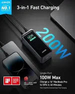 Anker Prime Power Bank, 20,000mAh Portable Charger with 200W Output, Smart Digital Display, 2 USB-C and 1 USB-A Port Compatible with MacBook Pro/Air, iPhone 17/16 Series, Samsung, Huaiwei, Dell - الصورة 5
