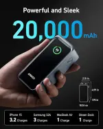 Anker Prime Power Bank, 20,000mAh Portable Charger with 200W Output, Smart Digital Display, 2 USB-C and 1 USB-A Port Compatible with MacBook Pro/Air, iPhone 17/16 Series, Samsung, Huaiwei, Dell - الصورة 2