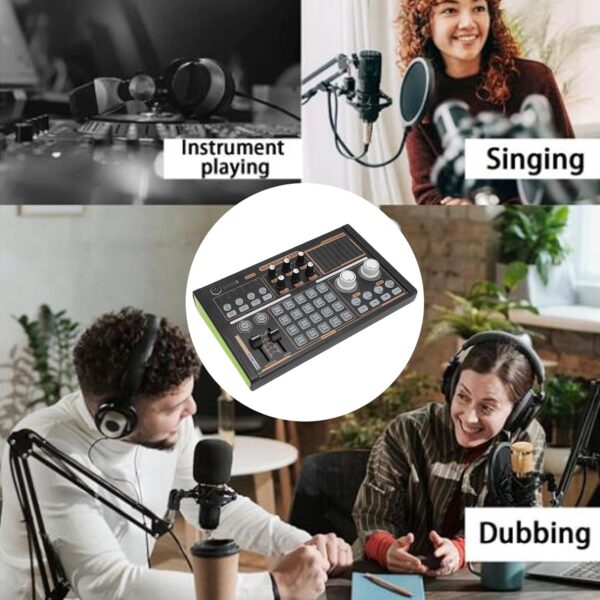 جوينك بطاقة صوت دي جيه 18 ميكسر لايف مع تأثيرات تقليل الضوضاء، تدعم ميكروفون مكثف 48 فولت للبث الابداعي