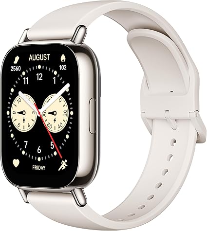 ساعة ريدمي 5 لايت تتميز بشاشة اموليد 1.97 بوصة ونظام تحديد المواقع مدمج ومكالمات بلوتوث وتتبع متقدم للصحة والتمارين وعمر بطارية 18 يومًا من شاومي، لون ذهبي فاتح