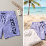 مايوه رجالي (شورت بحر) ماركة Hilfiger لافندر بطبعة "قنديل البحر" - إصدار Summer Collection