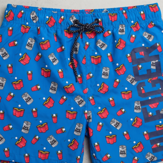 مايوه رجالي (شورت بحر) ماركة Hilfiger أزرق بطبعة "Party Sharks"